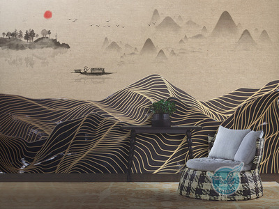 禪意入畫，山水在心 新中式抽象線條背景墻的意境營造